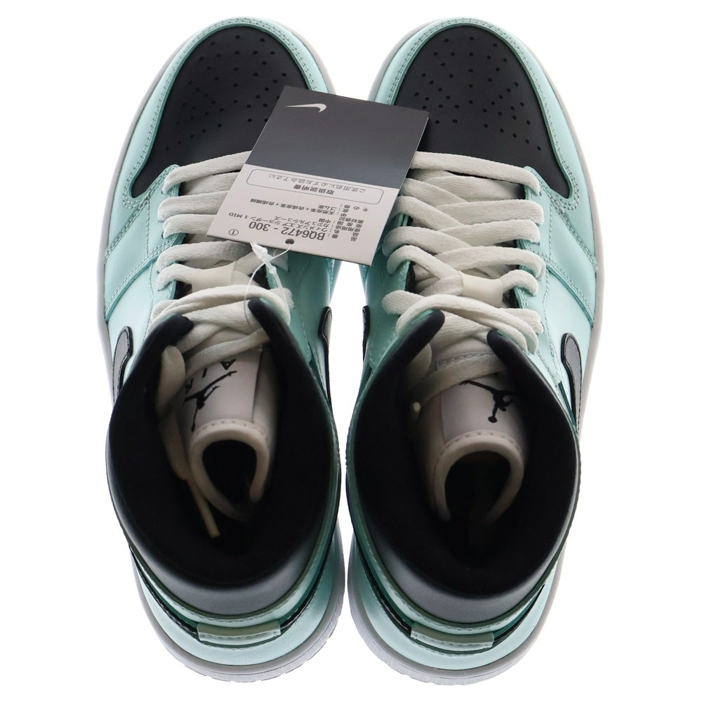 NIKE(ナイキ) WMNS AIR JORDAN 1 MID AQUA BLUE エアジョーダン ミッド ハイカットスニーカー ブラック/ブルー US7/24.0cm BQ6472-300
