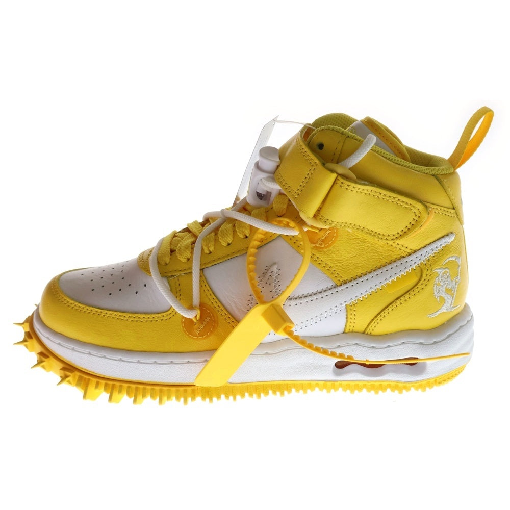 NIKE(ナイキ) ×Off-White AIR FORCE 1 MID SP LTHR White and Varsity Maize オフホワイト エアフォースワン ミッドカットスニーカー US6/24.0cm DR0500-101