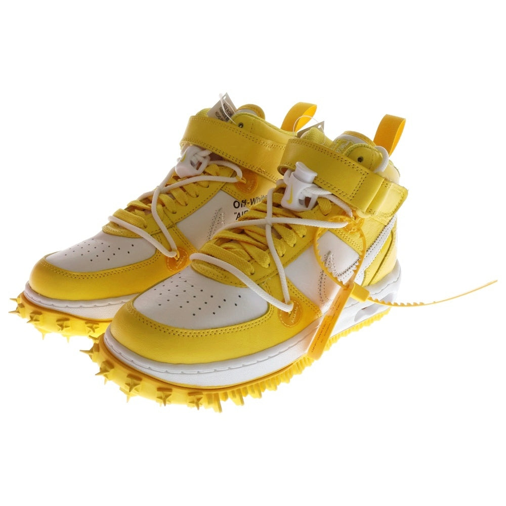 NIKE(ナイキ) ×Off-White AIR FORCE 1 MID SP LTHR White and Varsity Maize オフホワイト エアフォースワン ミッドカットスニーカー US6/24.0cm DR0500-101