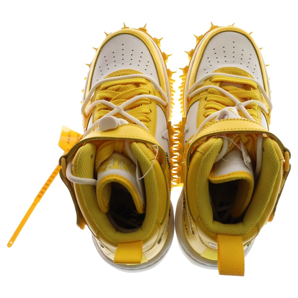 NIKE(ナイキ) ×Off-White AIR FORCE 1 MID SP LTHR White and Varsity Maize オフホワイト エアフォースワン ミッドカットスニーカー US6/24.0cm DR0500-101