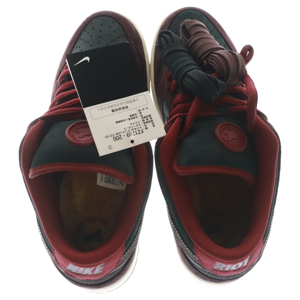 NIKE(ナイキ) ×RIOT SKATESHOP DUNK LOW PRO QS FZ1289-200 ライオット スケートショップ ダンク ローカットスニーカー ブラック/バーガンディ US8.5/26.5cm
