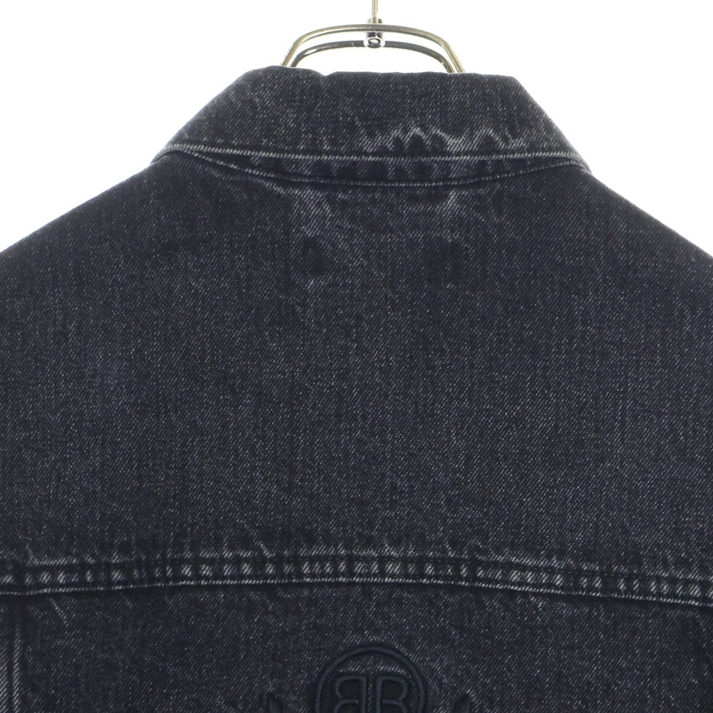 BALENCIAGA(バレンシアガ) 18AW Race Flag レースフラッグ刺繍 デニムジャケット インディゴブラック 544596 TXE03