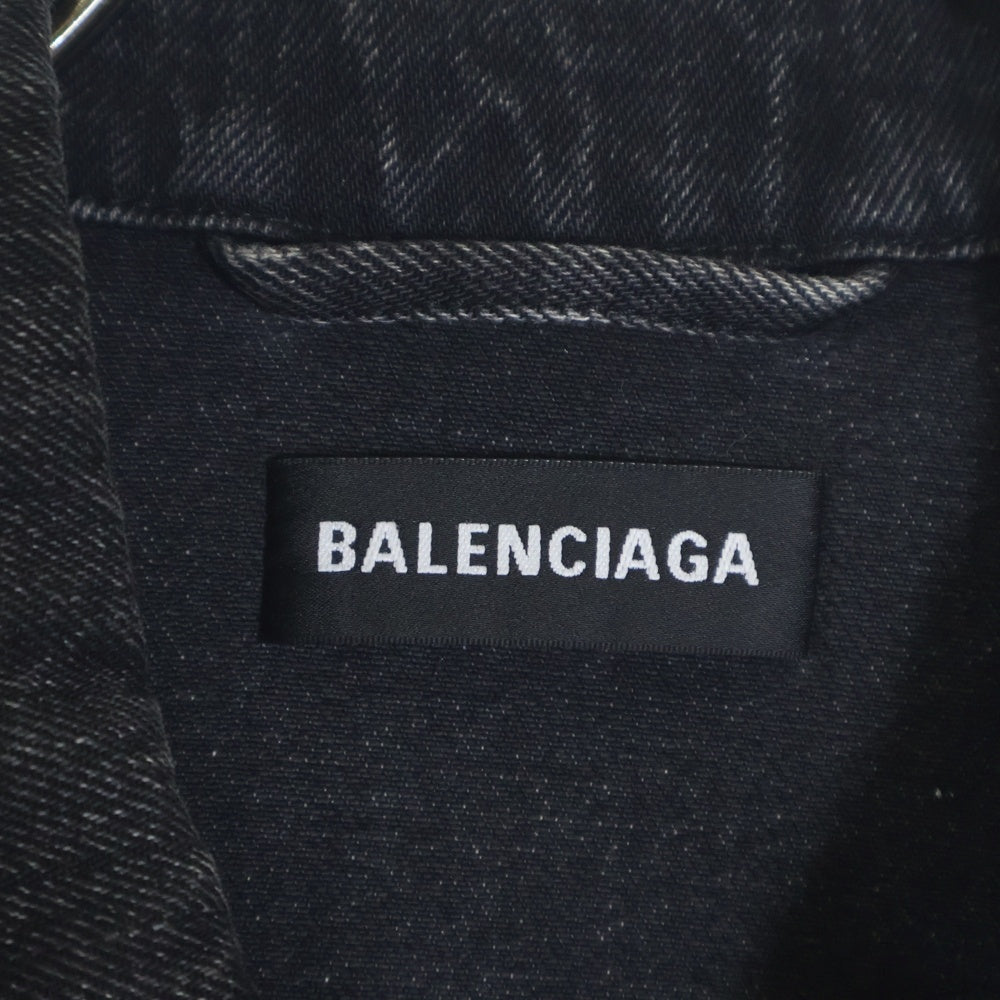 BALENCIAGA(バレンシアガ) 18AW Race Flag レースフラッグ刺繍 デニムジャケット インディゴブラック 544596 TXE03