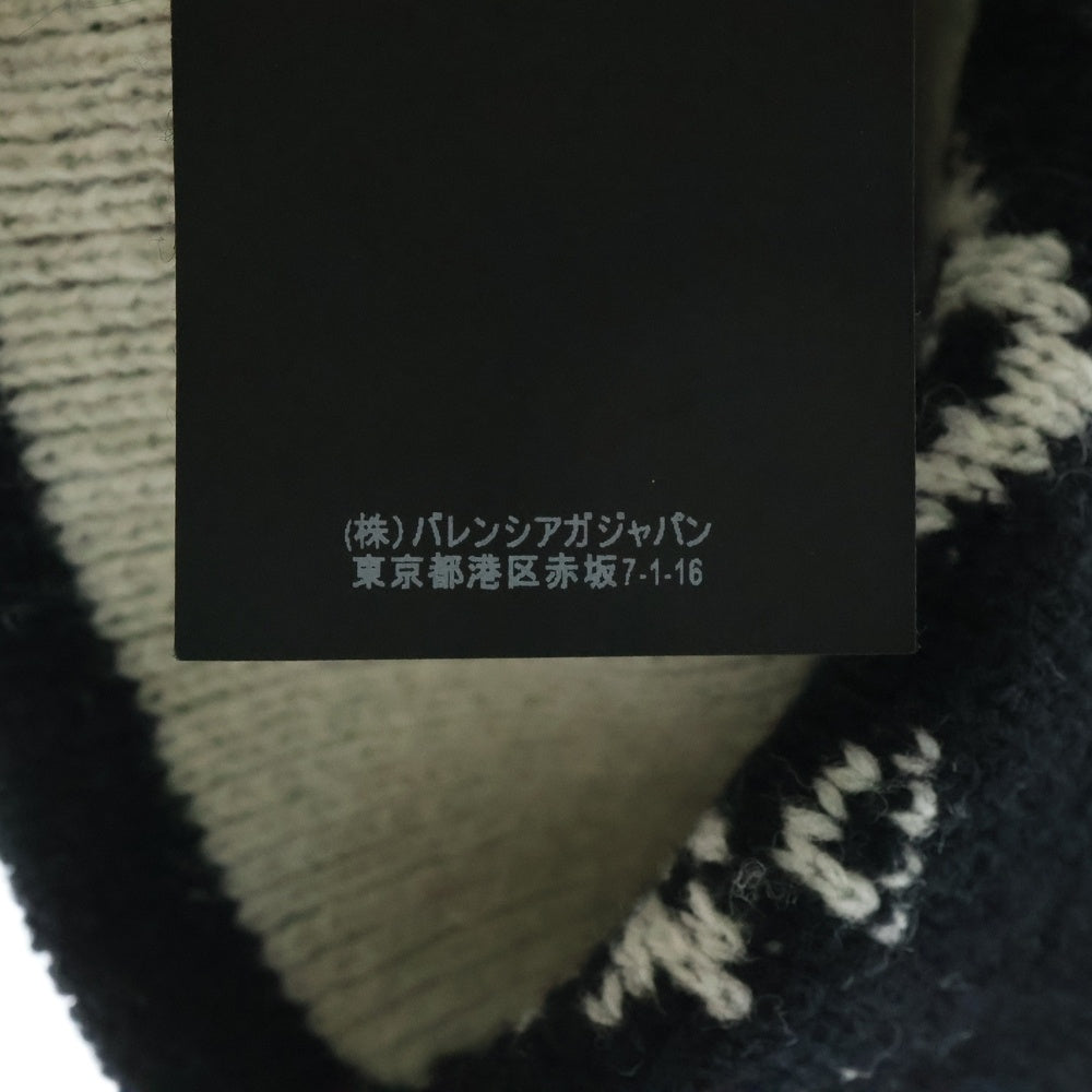 BALENCIAGA(バレンシアガ) ロゴ総柄 ウールビーニー ニット帽 ブラック 479920 T1380