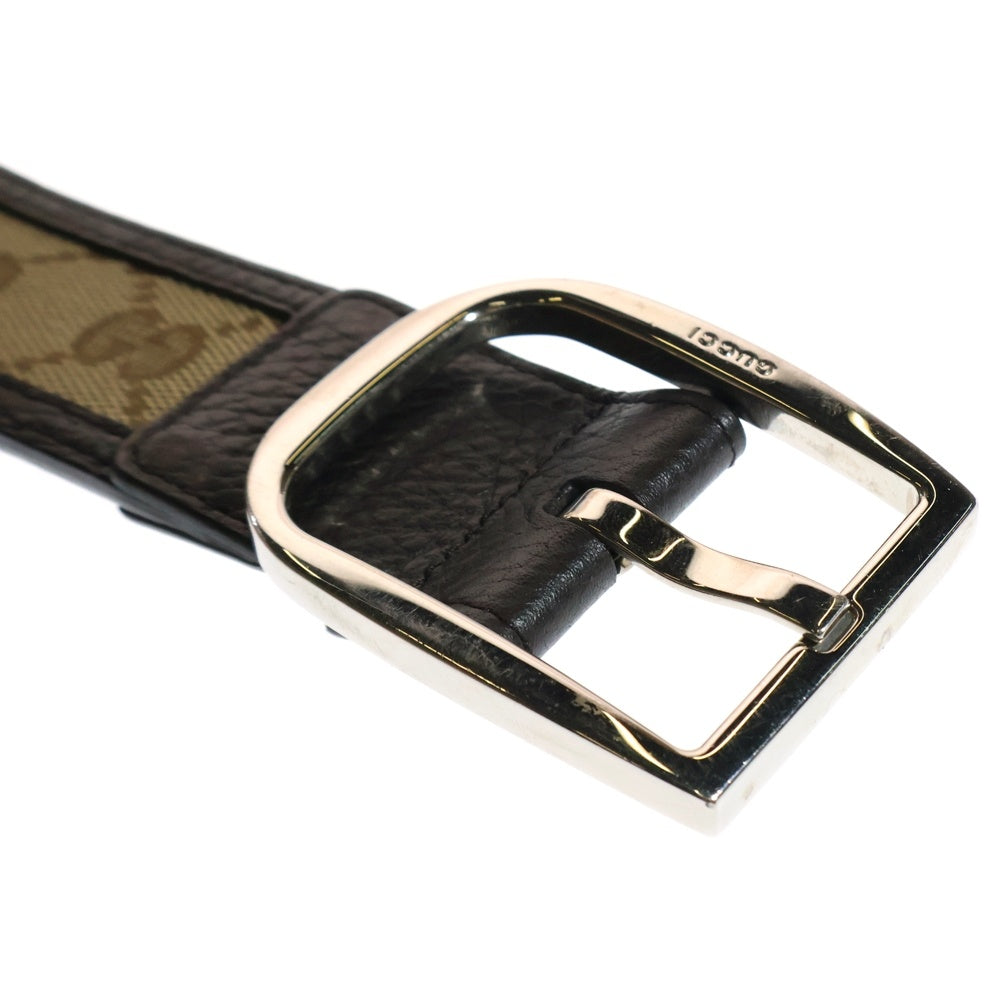 GUCCI(グッチ) GGキャンバス レザーコンビベルト ブラウン 449716