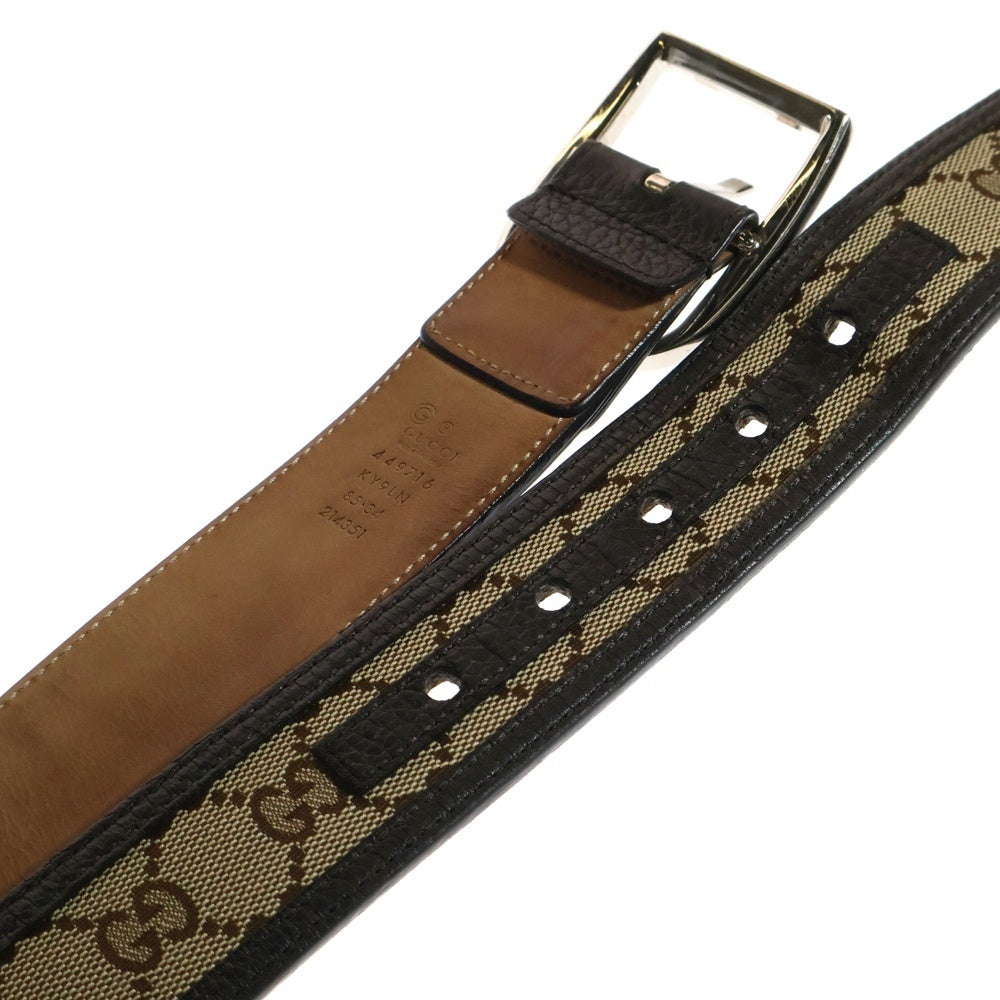 GUCCI(グッチ) GGキャンバス レザーコンビベルト ブラウン 449716