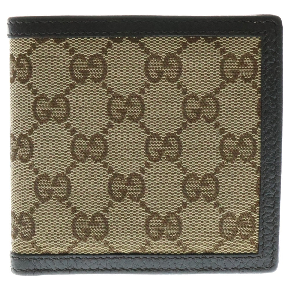 GUCCI(グッチ) GGキャンバス レザー 二つ折り財布 ブラウン 150413