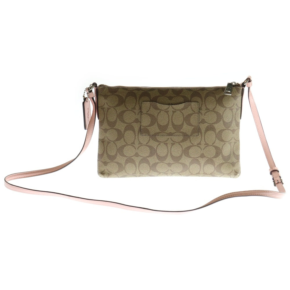 COACH(コーチ) シグネチャー柄 スクエアショルダーバッグ レザー ブラウン