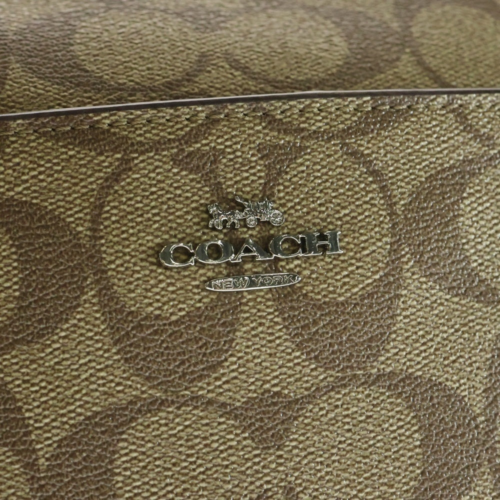 COACH(コーチ) シグネチャー柄 スクエアショルダーバッグ レザー ブラウン