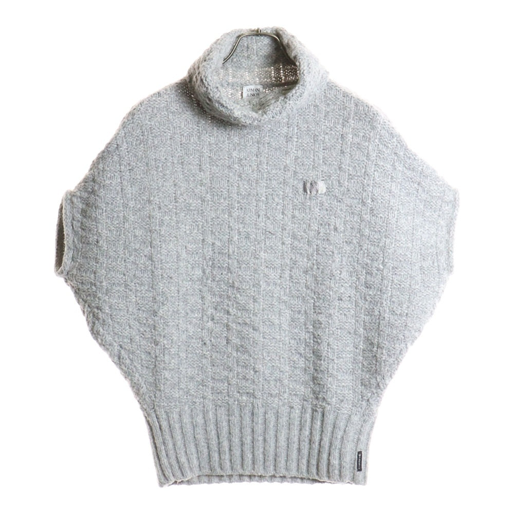GIORGIO ARMANI(ジョルジオアルマーニ) ロゴ刺繍 ハイネック ノースリーブ アクリルニット グレー レディース