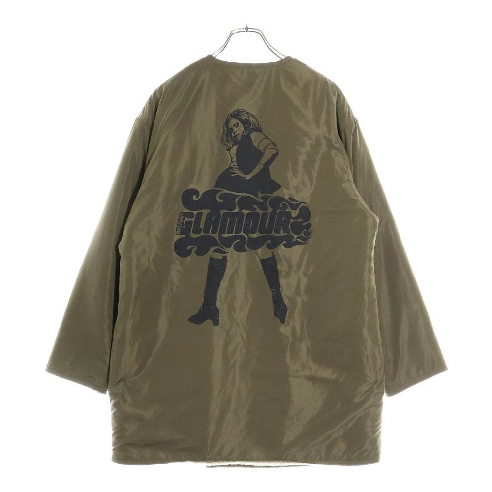 HYSTERIC GLAMOUR(ヒステリックグラマー) VIXEN GIRL ノーカラー リバーシブル ロングコート カーキ 01243AC02