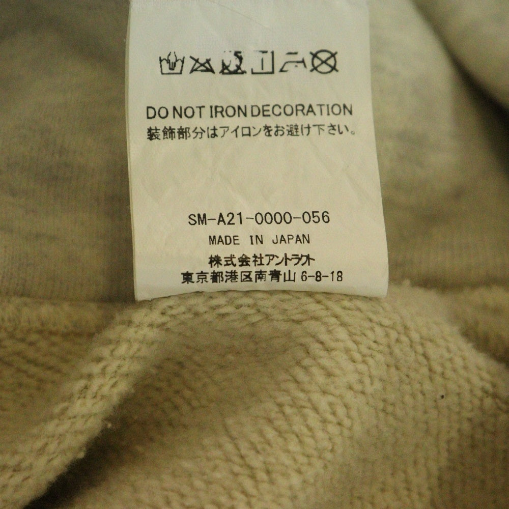 SAINT MICHAEL(セントマイケル) 21AW ×Dr.Woo HOODIE ドクターウー フーディ ペイントデザイン ヴィンテージ加工 プルオーバースウェットパーカー ベージュ SM-A21-0000-056