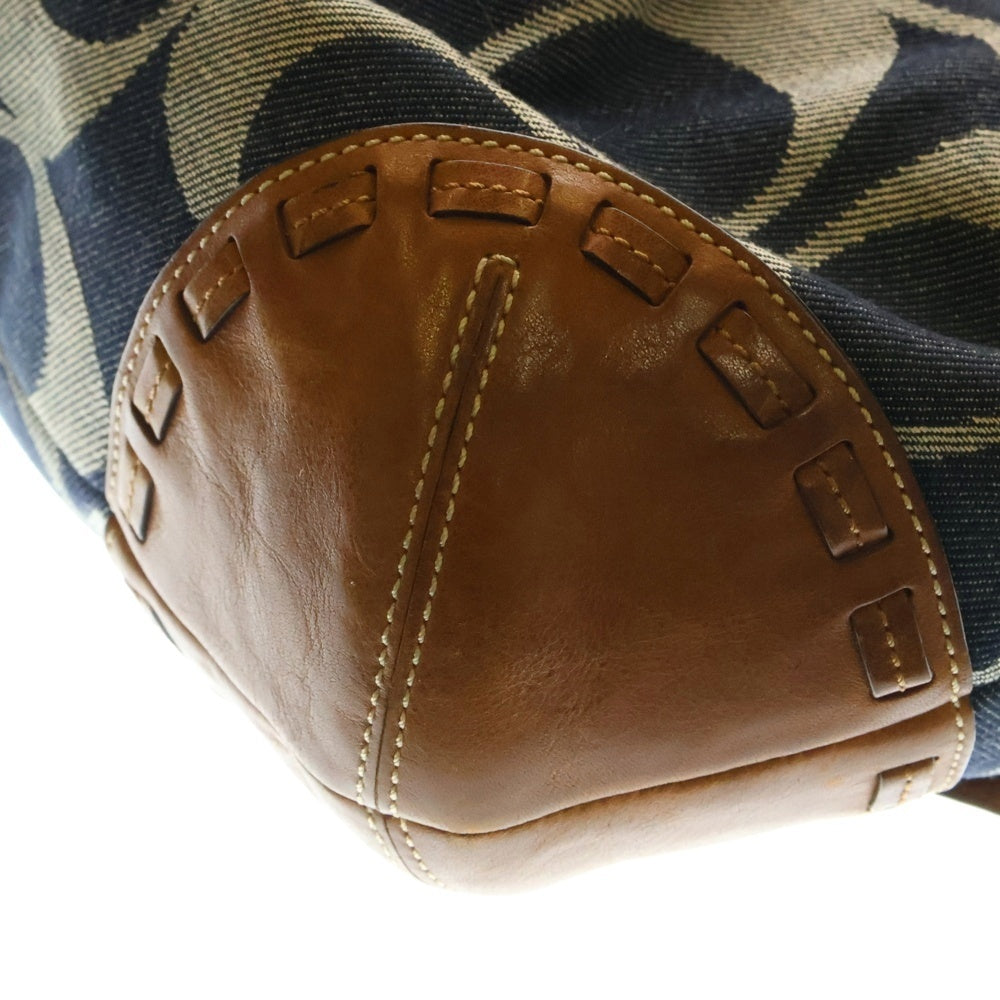 COACH(コーチ) シグネチャーキャンバス レザー ショルダーバッグ ネイビー/ブラウン 12748