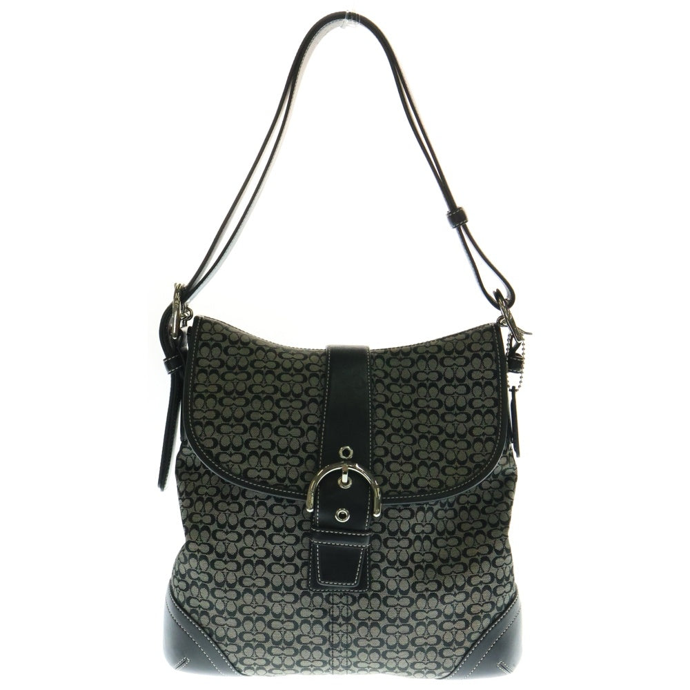 COACH(コーチ) シグネチャーキャンバス レザー ショルダーバッグ ブラック 6376