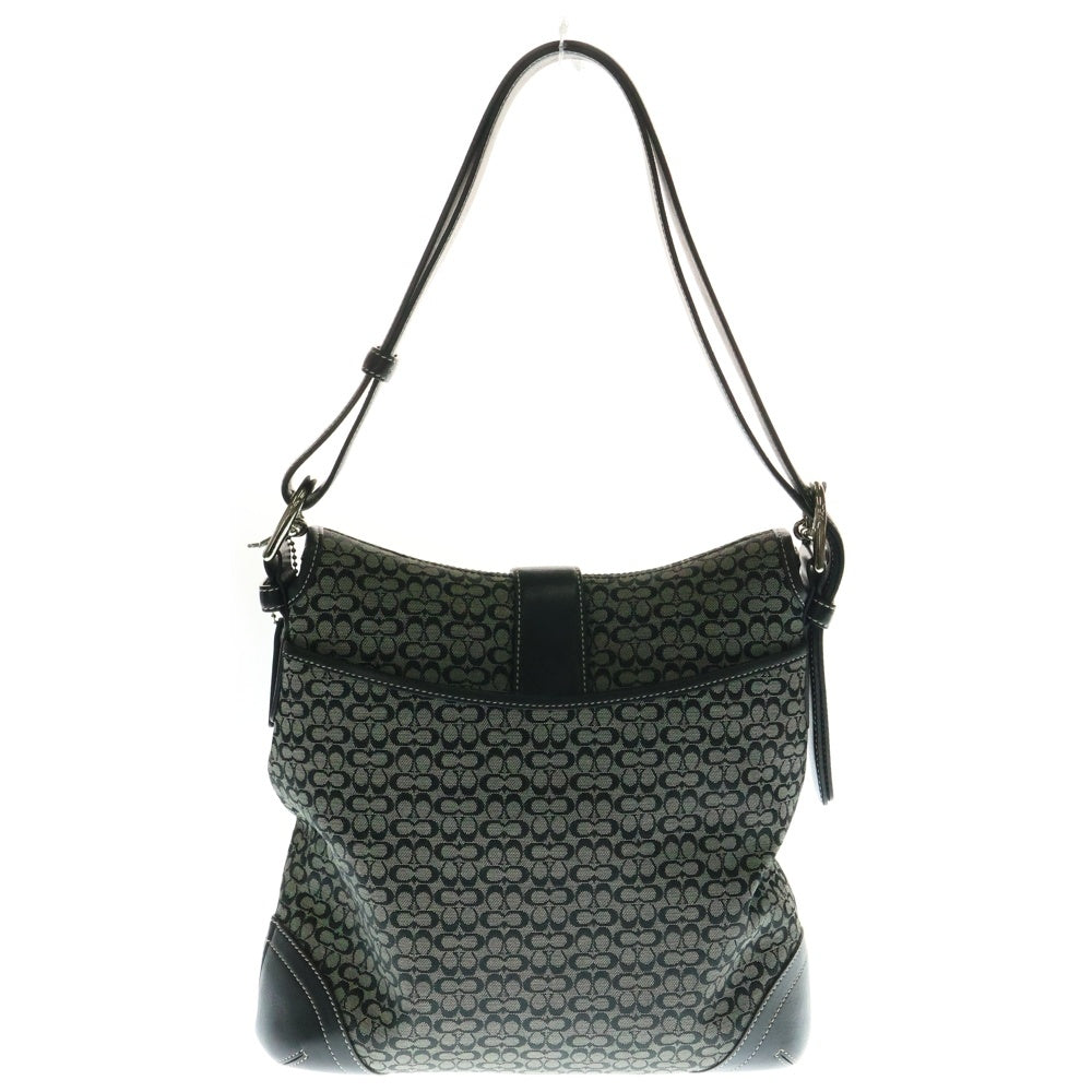 COACH(コーチ) シグネチャーキャンバス レザー ショルダーバッグ ブラック 6376