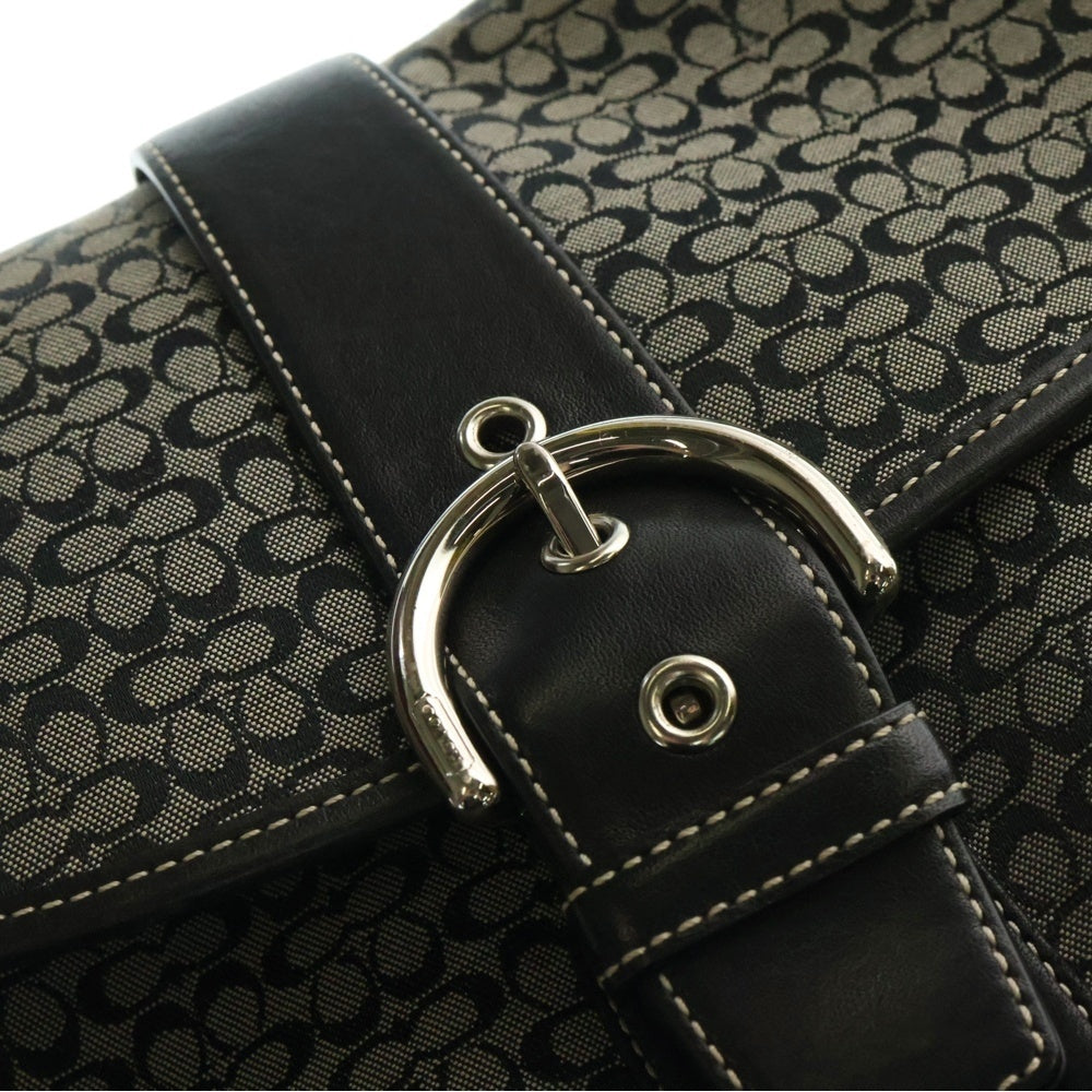 COACH(コーチ) シグネチャーキャンバス レザー ショルダーバッグ ブラック 6376