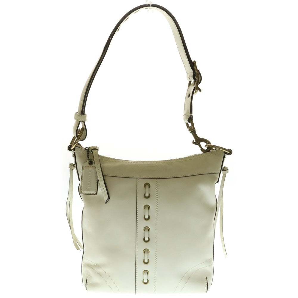 COACH(コーチ) ラウンドジップ レザー ショルダーバッグ ホワイト レディース 10399