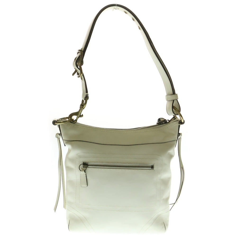 COACH(コーチ) ラウンドジップ レザー ショルダーバッグ ホワイト レディース 10399
