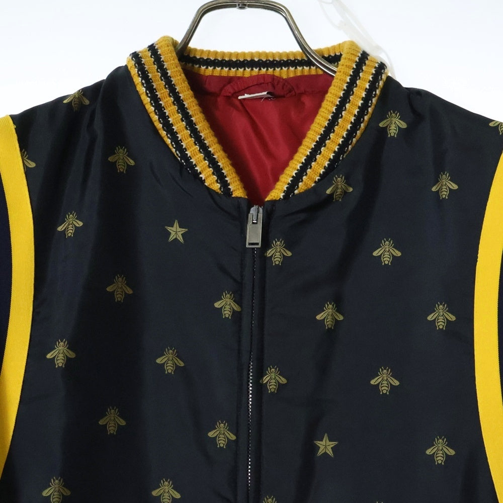 GUCCI(グッチ) 18SS BEE STAR JACQUARD NYLON JACKET 495727 Z759B ビースター総柄 ナイロンジップアップ ジャケット ブラック/レッド
