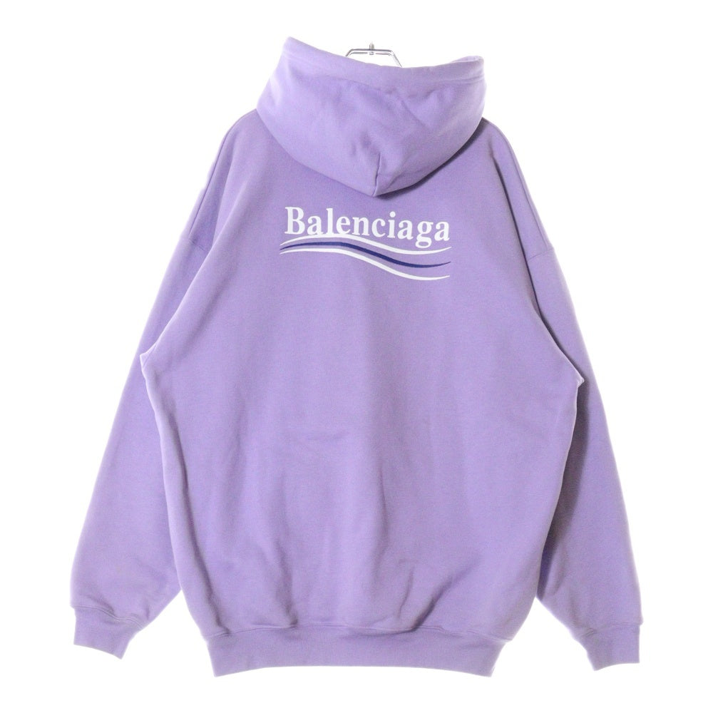 BALENCIAGA(バレンシアガ) 21AW Political Campaign Medium Fit Hoodie キャンペーンロゴ 刺繍デザイン スウェット パーカー パープル 578135 TKVI9