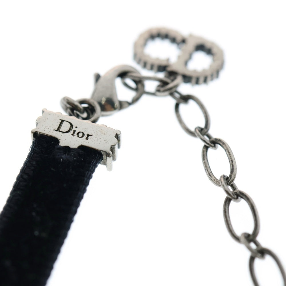 Christian Dior(クリスチャンディオール) ベロア ラインストーン チョーカー シルバー/ブラック