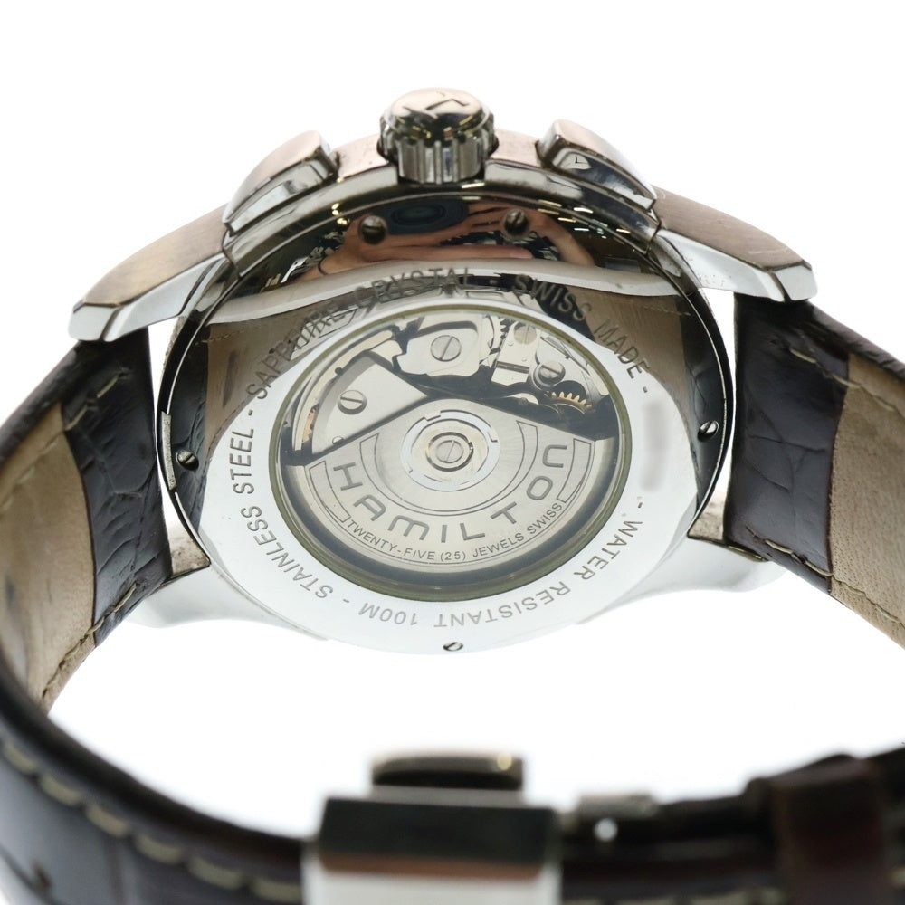 HAMILTON(ハミルトン) JAZZMASTER Auto Chrono ジャズマスター オートクロノグラフ シルバー文字盤 自動巻 腕時計 シルバー/ブラウン H326160