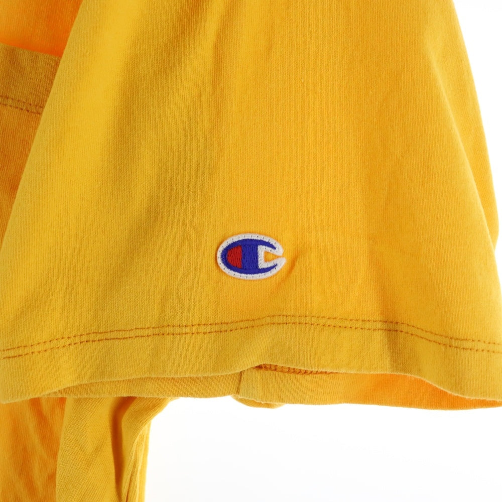 CHAMPION(チャンピオン) ロゴ刺繍 胸ポケット 半袖カットソー Tシャツ イエロー