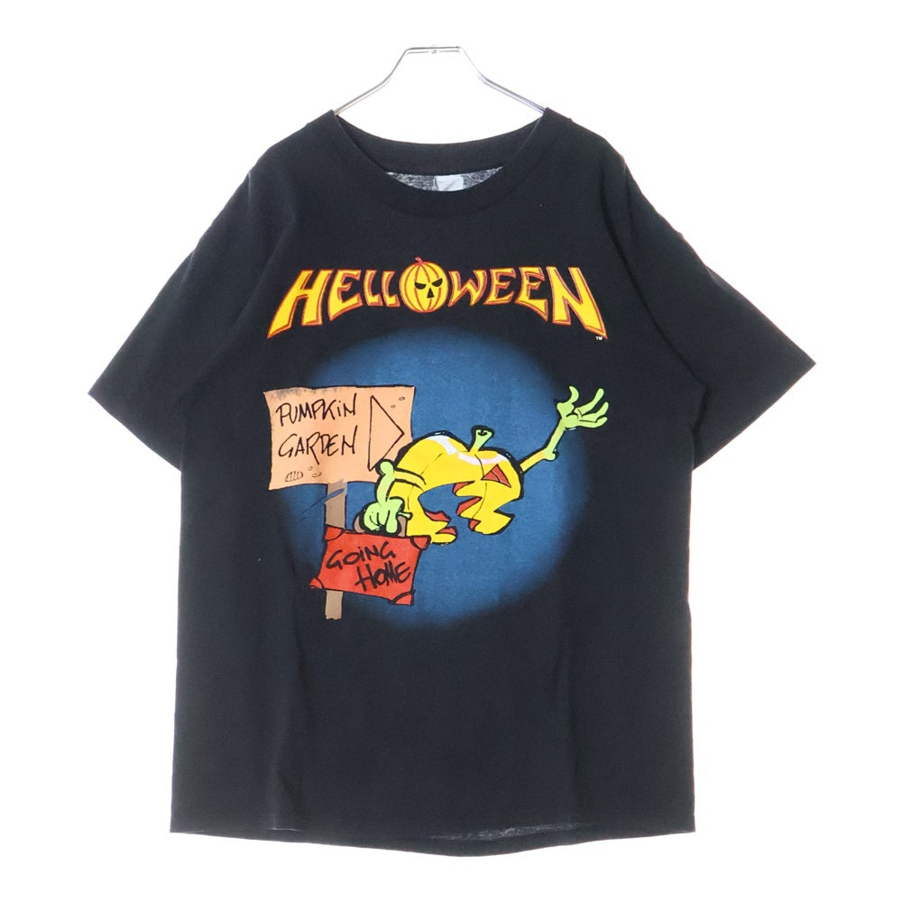 VINTAGE(ヴィンテージ) 90S HELLOWEEN SPORTS WEAR SUPER ROCK 92 フロントロゴプリント半袖Tシャツ カットソー ブラック
