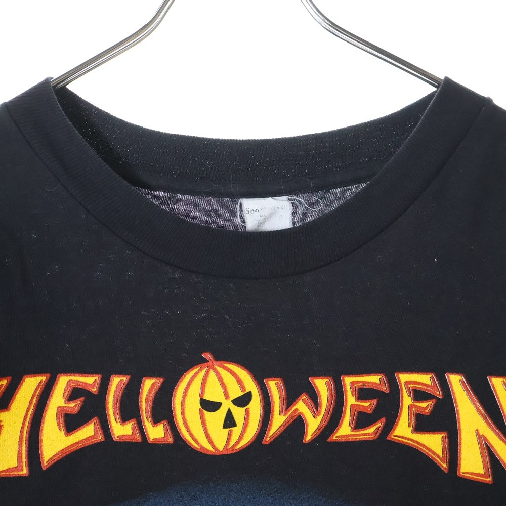VINTAGE(ヴィンテージ) 90S HELLOWEEN SPORTS WEAR SUPER ROCK 92 フロントロゴプリント半袖Tシャツ カットソー ブラック