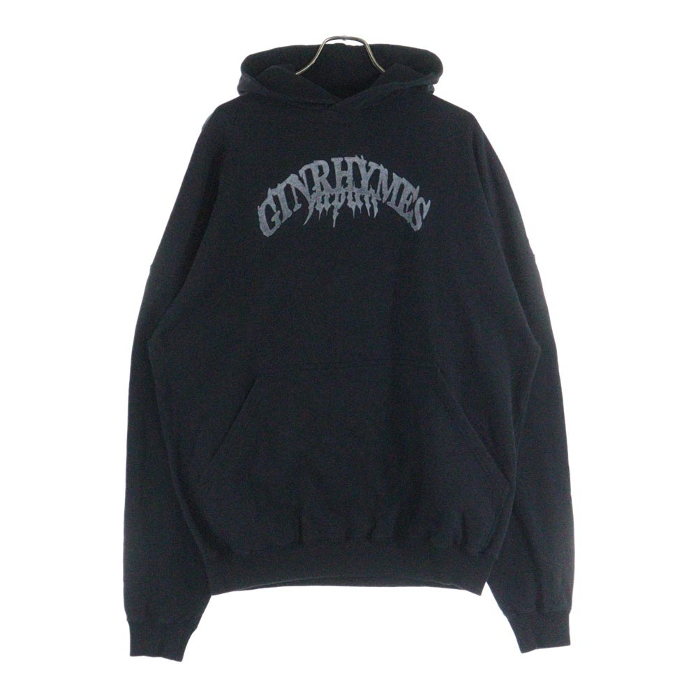 NO BRAND(ノーブランド) GINRHYMES ロゴプリント フーデッド スウェットパーカー ブラック
