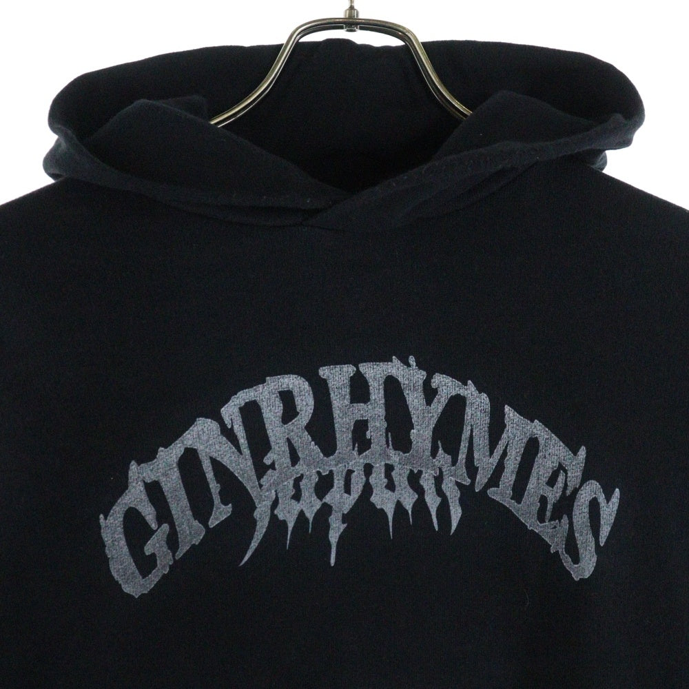NO BRAND(ノーブランド) GINRHYMES ロゴプリント フーデッド スウェットパーカー ブラック