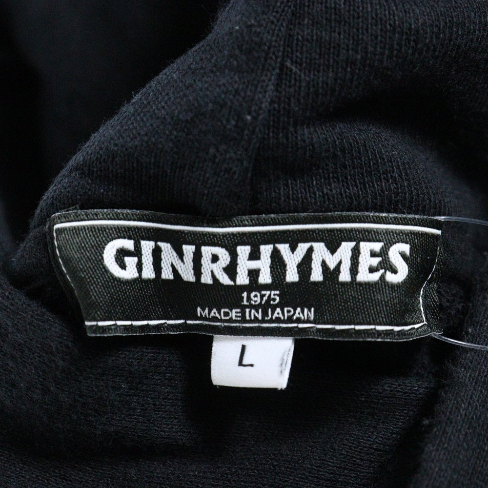 NO BRAND(ノーブランド) GINRHYMES ロゴプリント フーデッド スウェットパーカー ブラック