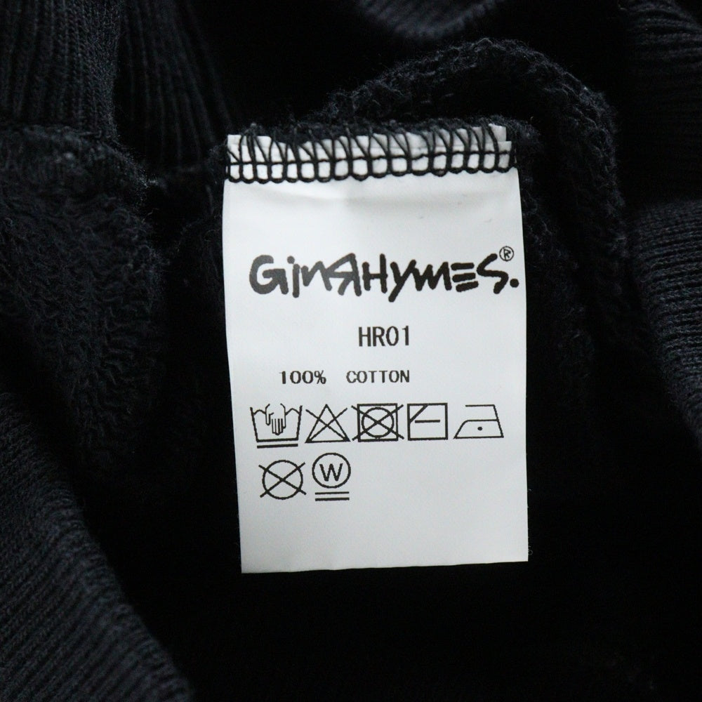 NO BRAND(ノーブランド) GINRHYMES ロゴプリント フーデッド スウェットパーカー ブラック