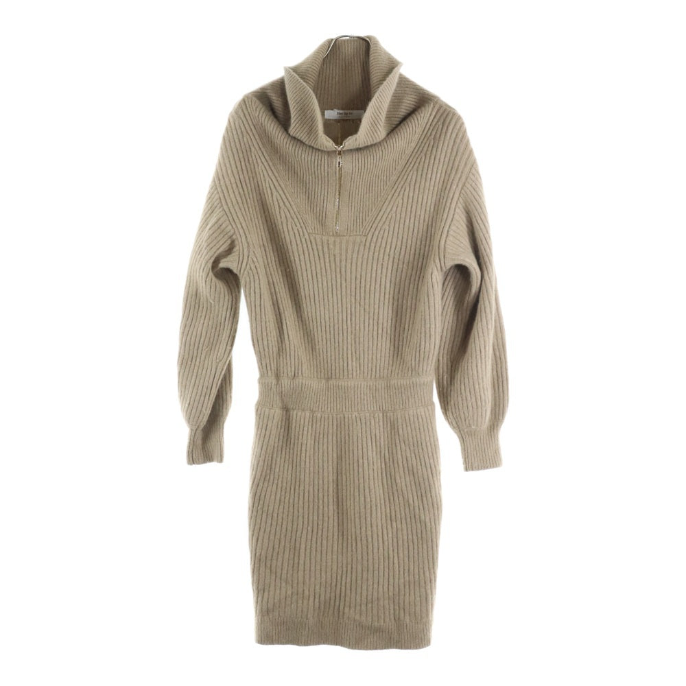 Her lip to(ハーリップトゥ) Half Zip Knit Mini Dress ハーフジップ ニットドレス ベージュ レディース