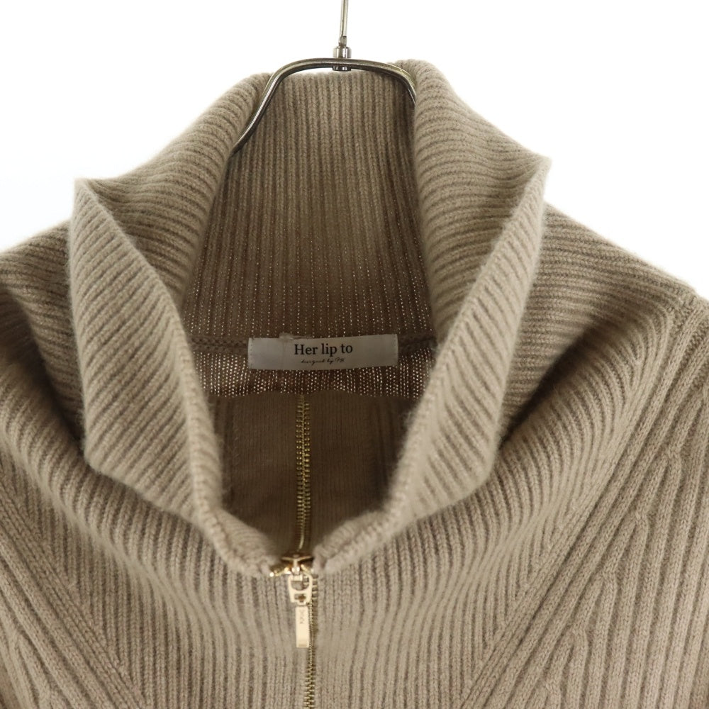 Her lip to(ハーリップトゥ) Half Zip Knit Mini Dress ハーフジップ ニットドレス ベージュ レディース