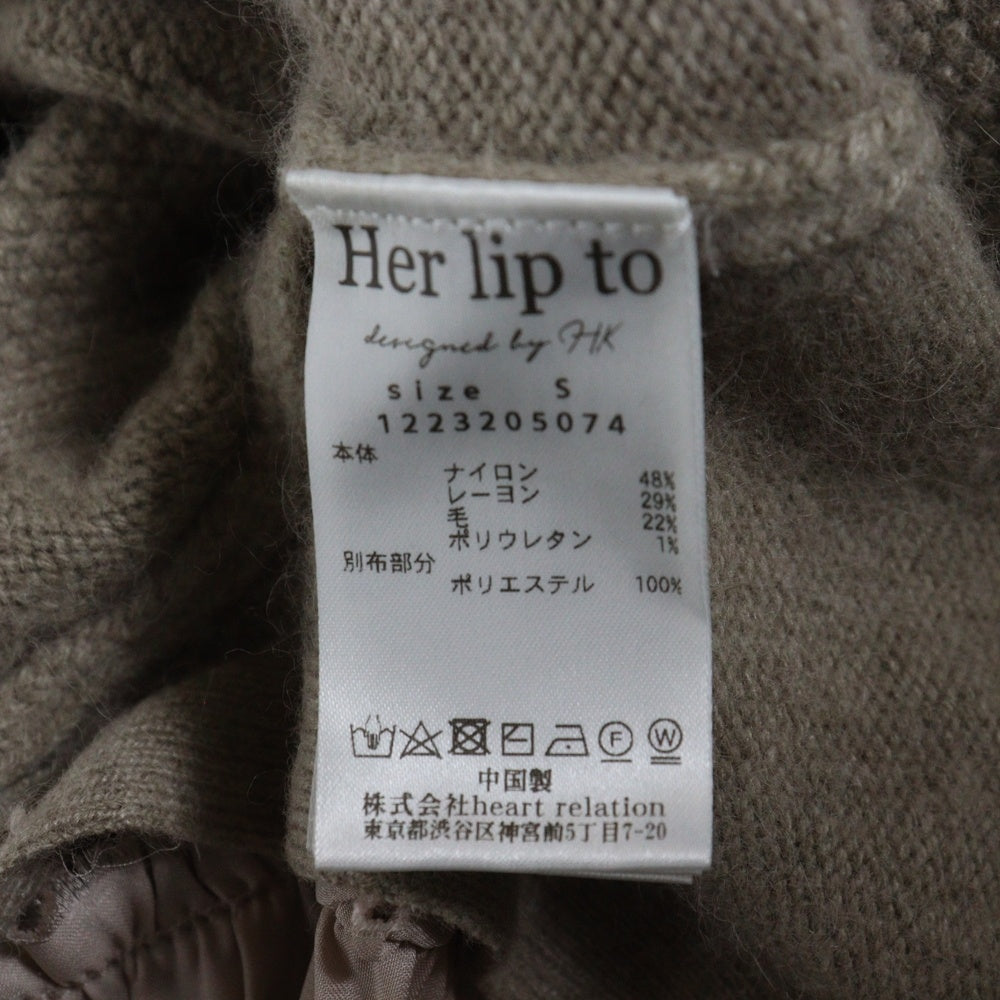 NO BRAND(ノーブランド) Her lip to リボン付き ショート丈ニットカーディガン ベージュ レディース
