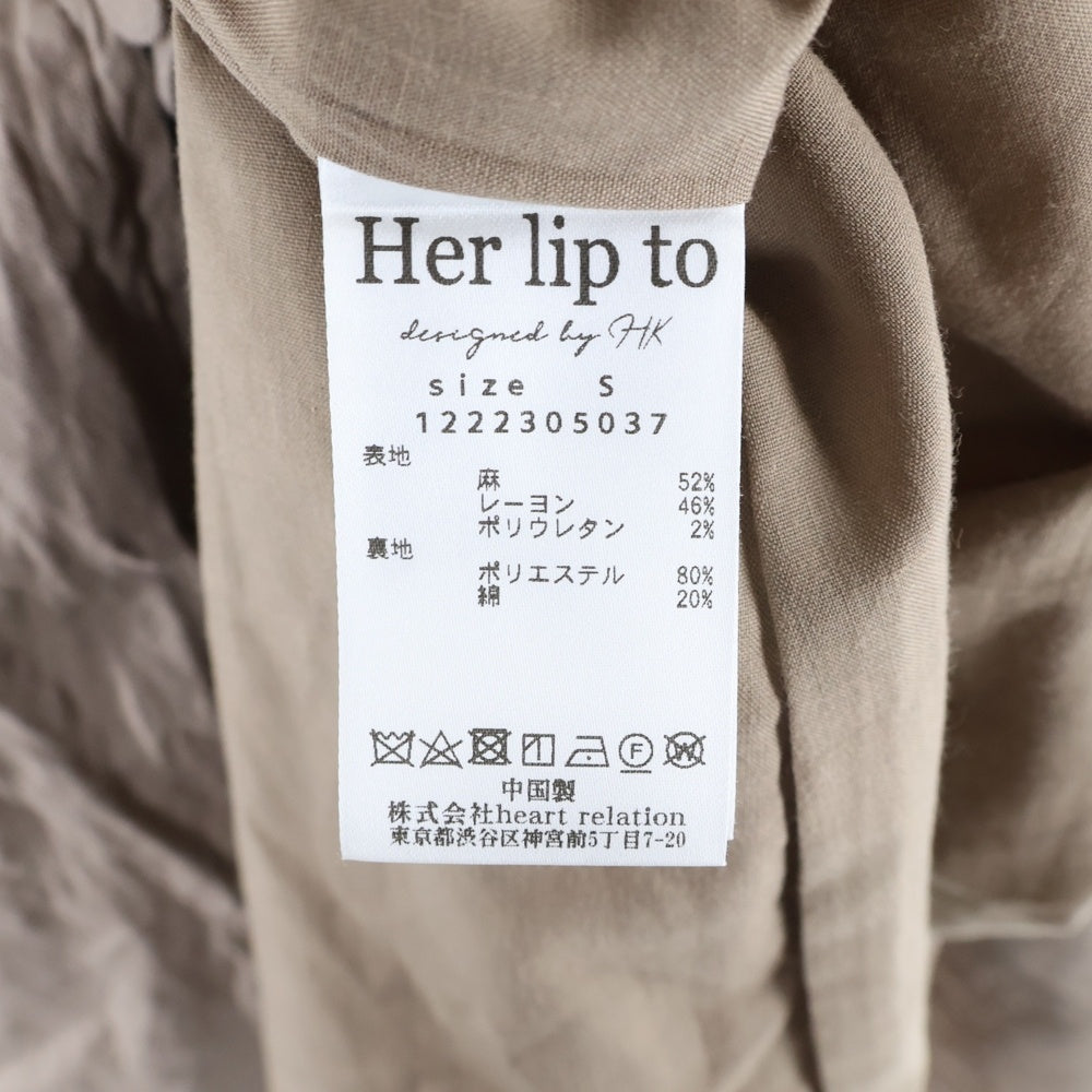 NO BRAND(ノーブランド) リネン 半袖 ロングワンピース ブラウン