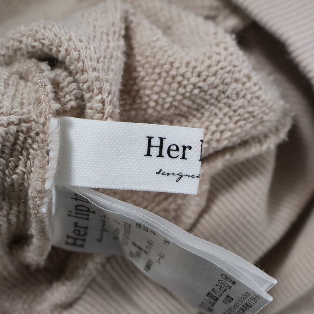Her lip to(ハーリップトゥ) Off The Shoulder Pullover オフショルダー プルオーバースウェット ベージュ
