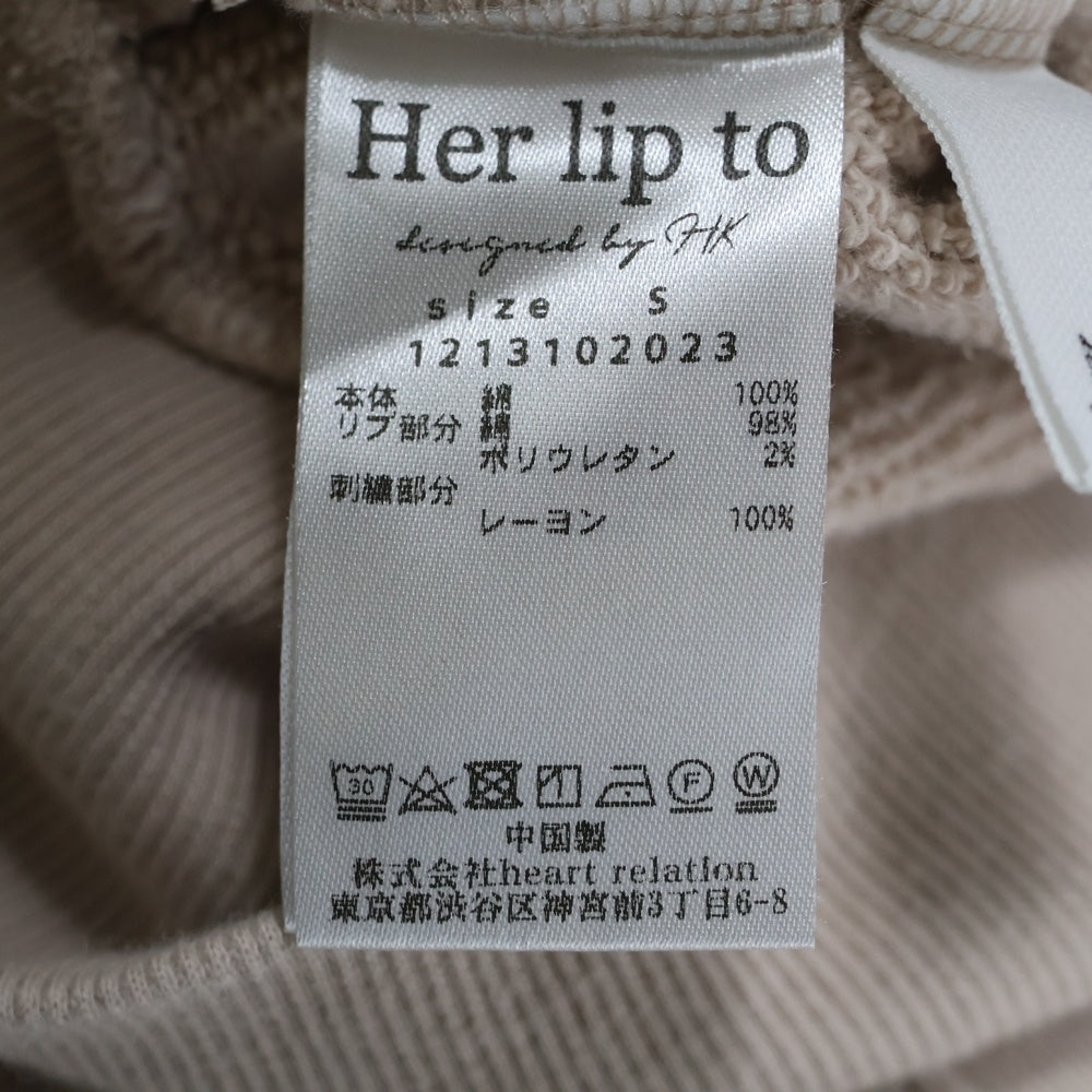 Her lip to(ハーリップトゥ) Off The Shoulder Pullover オフショルダー プルオーバースウェット ベージュ