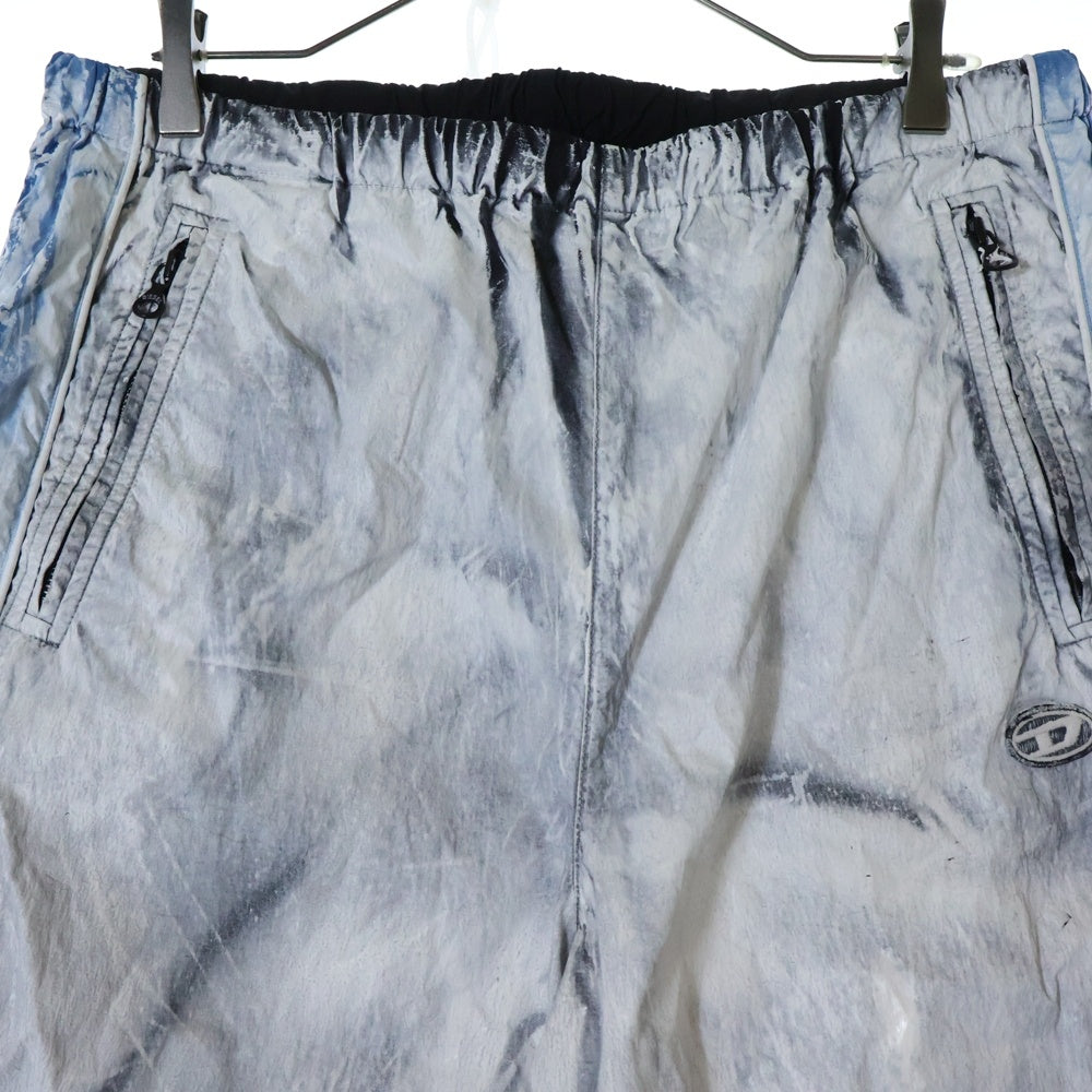 DIESEL(ディーゼル) 24AW P-TATE TRACK PANTS ダーティエフェクトナイロンパンツ グレー/ブルー A14130