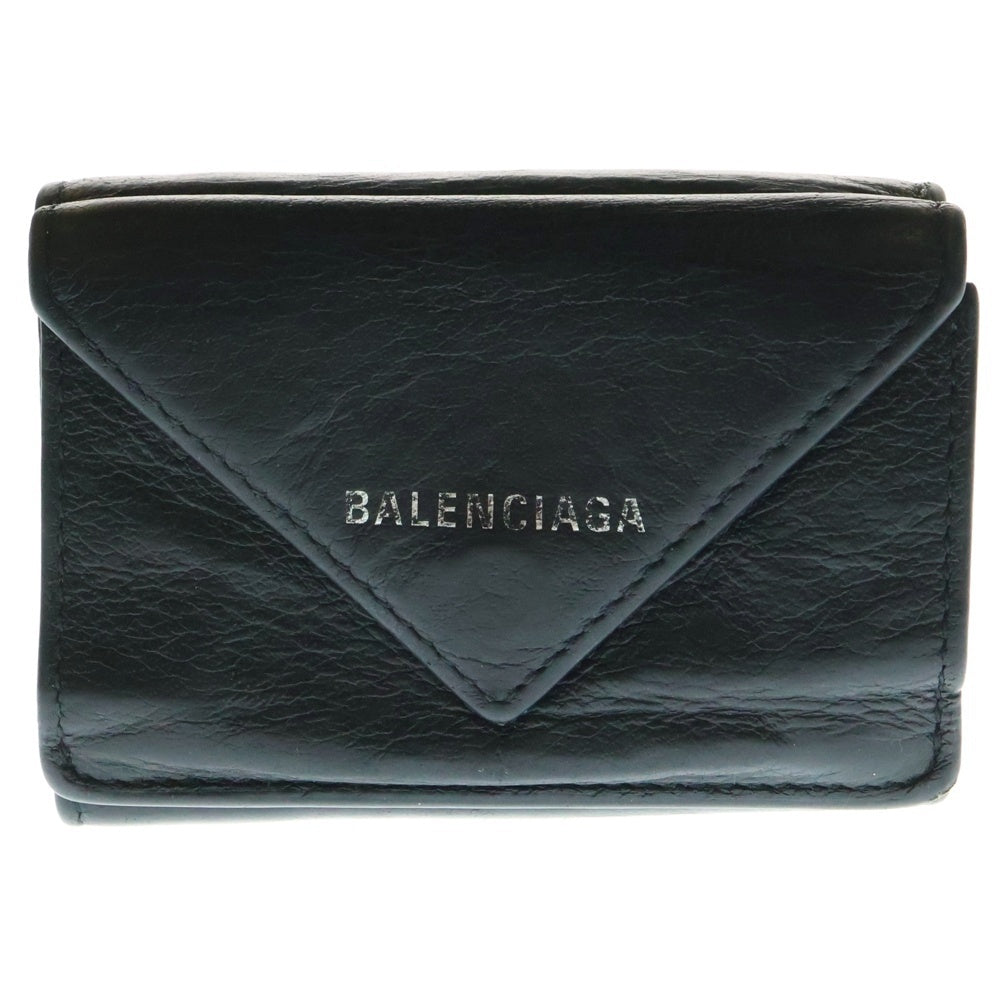 BALENCIAGA(バレンシアガ) PAPER ZA MINI WALLET ペーパー ミニウォレット 折り財布 レザー ブラック 391446