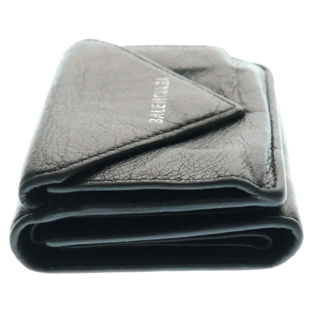BALENCIAGA(バレンシアガ) PAPER ZA MINI WALLET ペーパー ミニウォレット 折り財布 レザー ブラック 391446