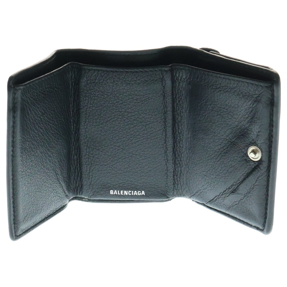 BALENCIAGA(バレンシアガ) PAPER ZA MINI WALLET ペーパー ミニウォレット 折り財布 レザー ブラック 391446
