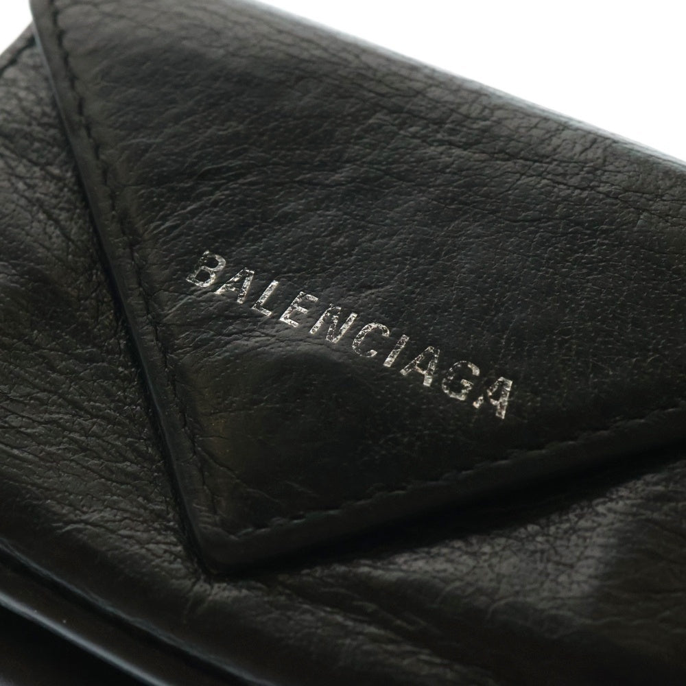 BALENCIAGA(バレンシアガ) PAPER ZA MINI WALLET ペーパー ミニウォレット 折り財布 レザー ブラック 391446