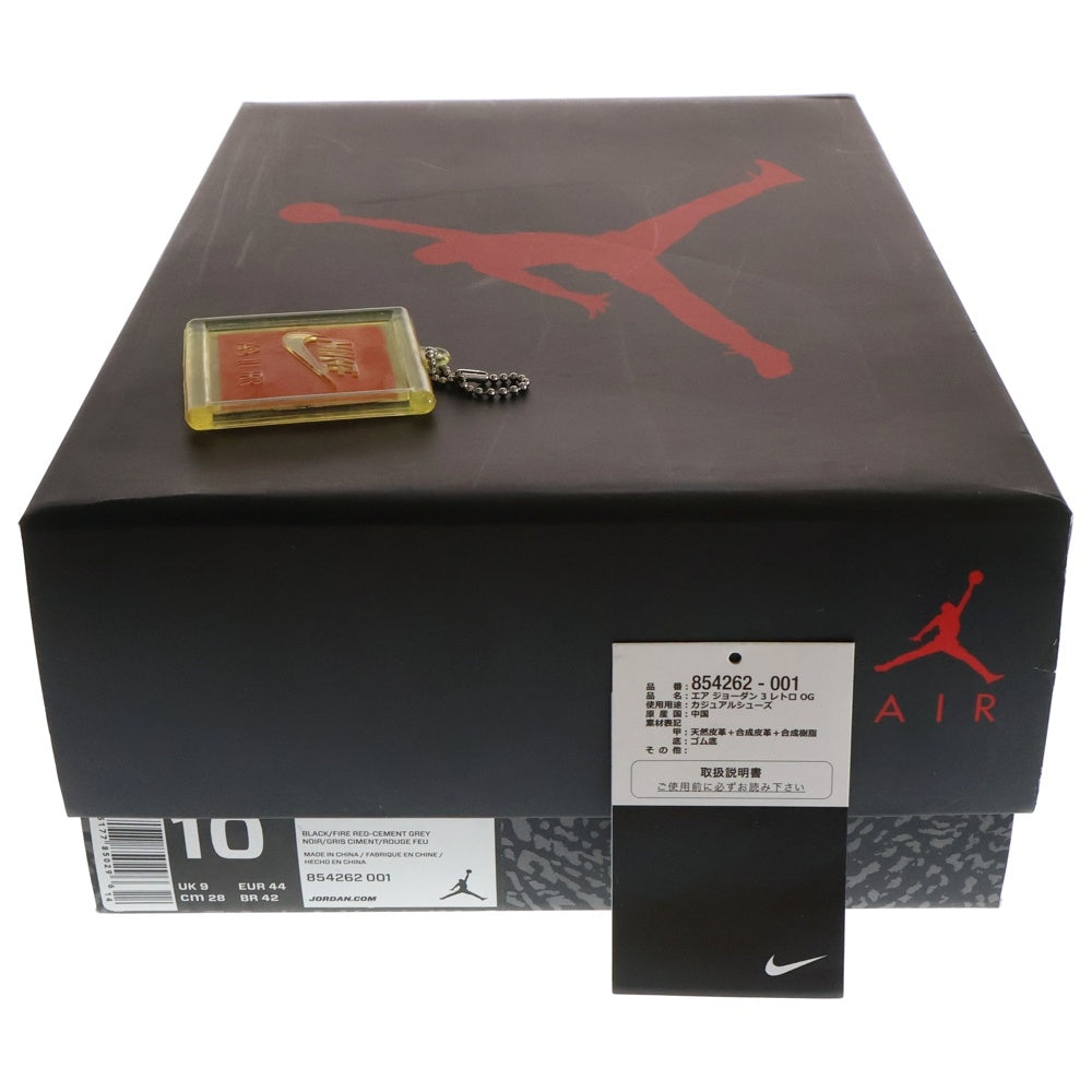 NIKE(ナイキ) AIR JORDAN 3 RETRO OG BLACK CEMENT エアジョーダン レトロ ブラックセメント ハイカットスニーカー ブラック/レッド US10/28.0cm 854262-001