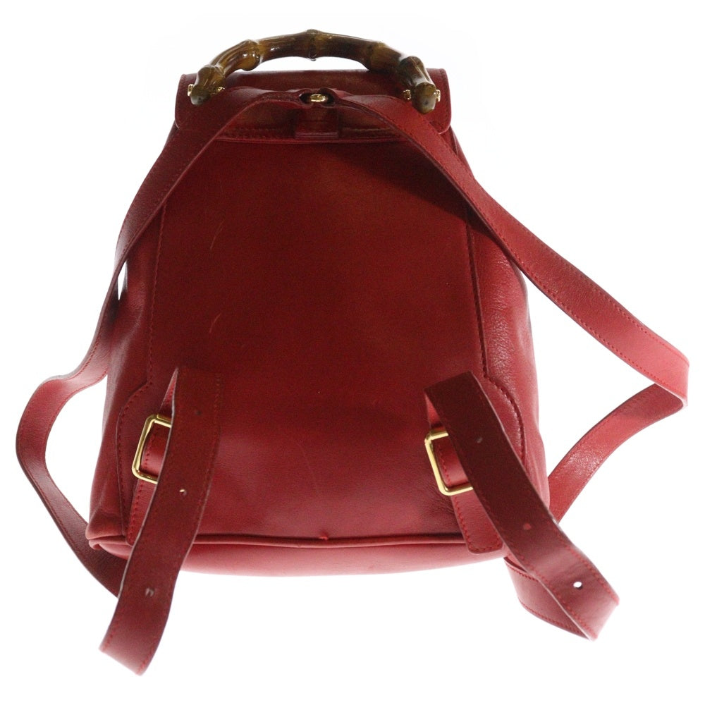 GUCCI(グッチ) バンブーハンドル レザー ミニバッグパック リュックサック レッド 003.1705.0030