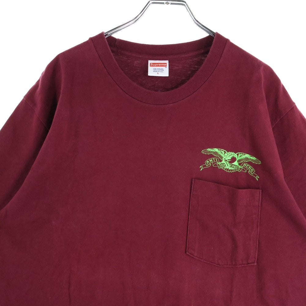 SUPREME(シュプリーム) 16SS Antihero Eagle Pocket Tee アンタイヒーロー 1ポケット 半袖Tシャツ カットソー レッド