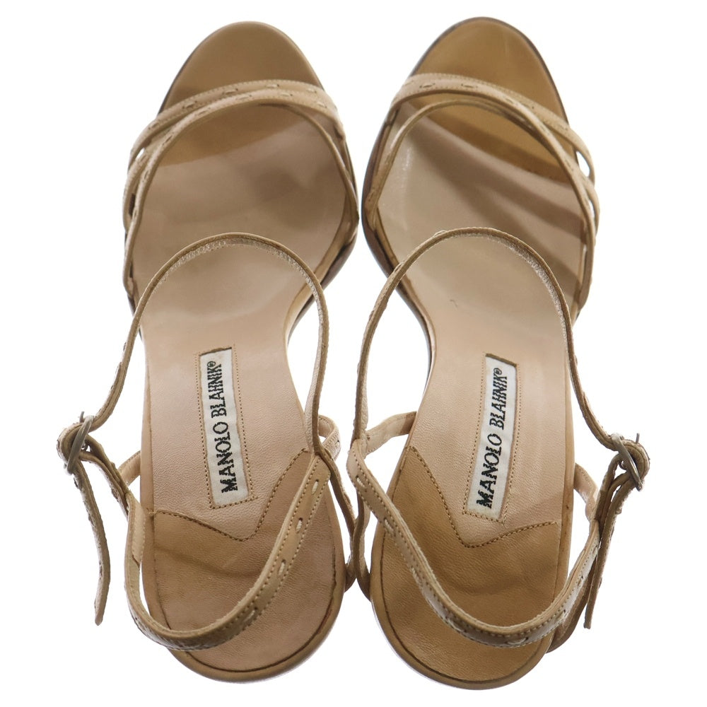 MANOLO BLAHNIK(マノロブラニク) バックストラップ サンダル ヒール レディース ベージュ 37