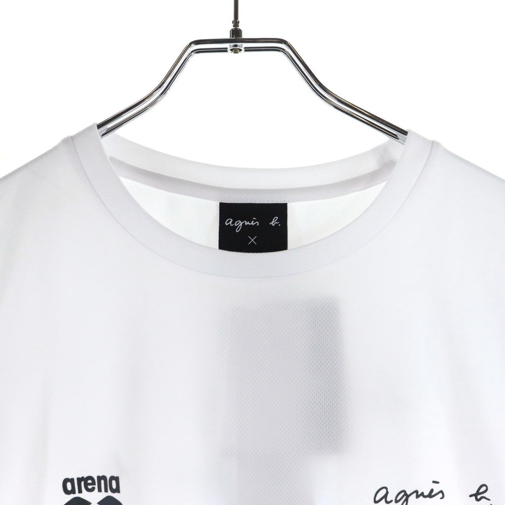 agnes b. homme(アニエスベーオム) ×arena 半袖Tシャツ メッシュ ホワイト