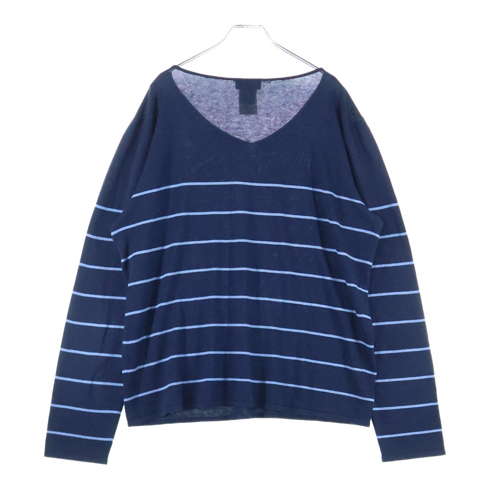 agnes b. homme(アニエスベーオム) ボーダー ニットセーター シルク コットン ネイビー